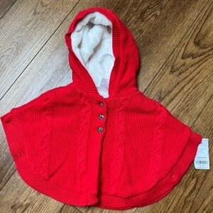 Carter's Vibrant Red Knit Cape with Hood
